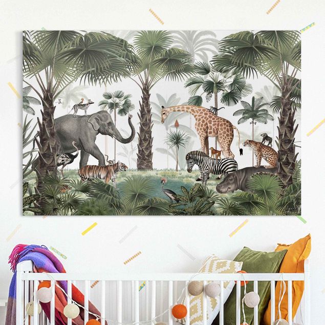 Telas decorativas elefantes Kingdom of the jungle animals