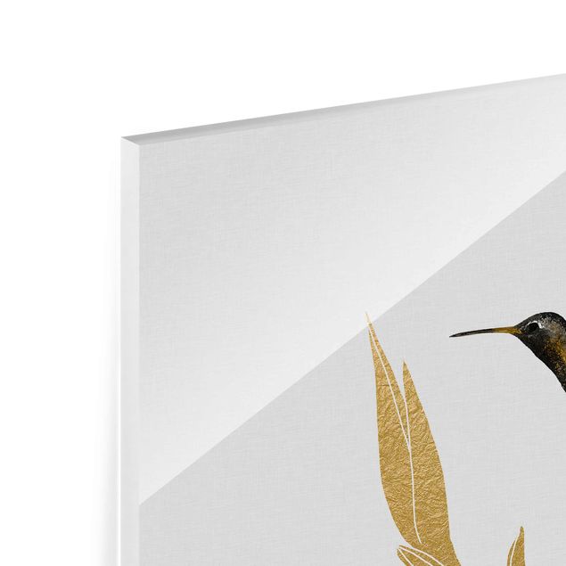 Quadros em vidro Hummingbird And Tropical Golden Blossom II