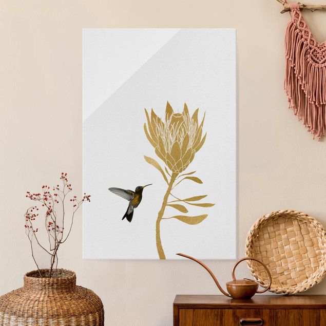 decoraçoes cozinha Hummingbird And Tropical Golden Blossom