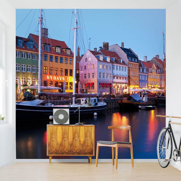 papel de parede moderno Copenhagen Harbor In The Evening