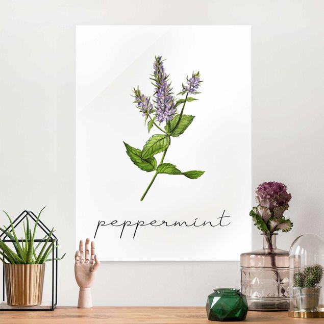 decoraçao para parede de cozinha Herbs Illustration Pepper Mint