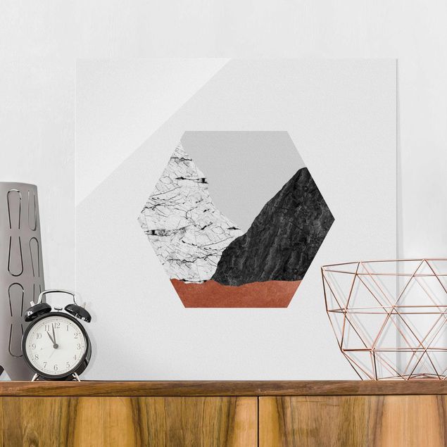 Quadros em vidro montanhas Copper Mountains Hexagonal Geometry
