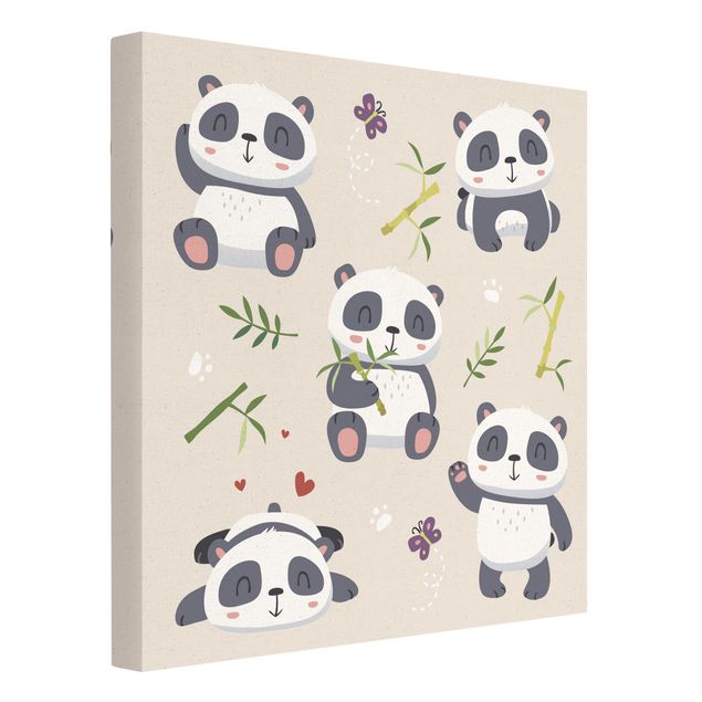 quadros em tela Cuddly Pandas