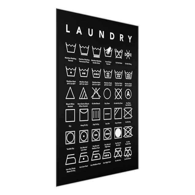 Quadros com frases Laundry Symbols Black And White