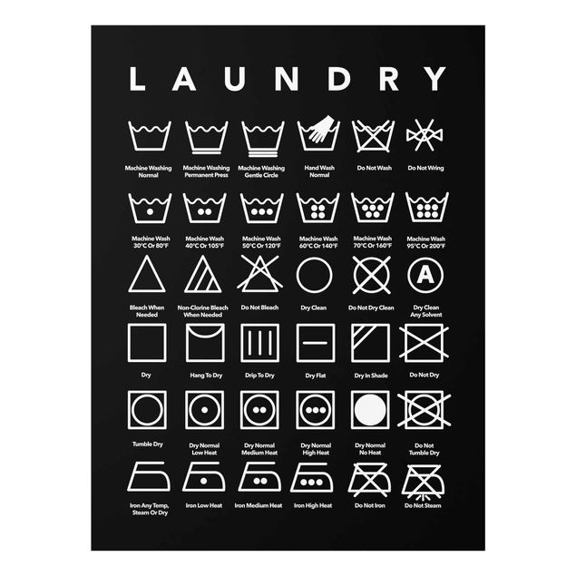 Quadros preto e branco Laundry Symbols Black And White