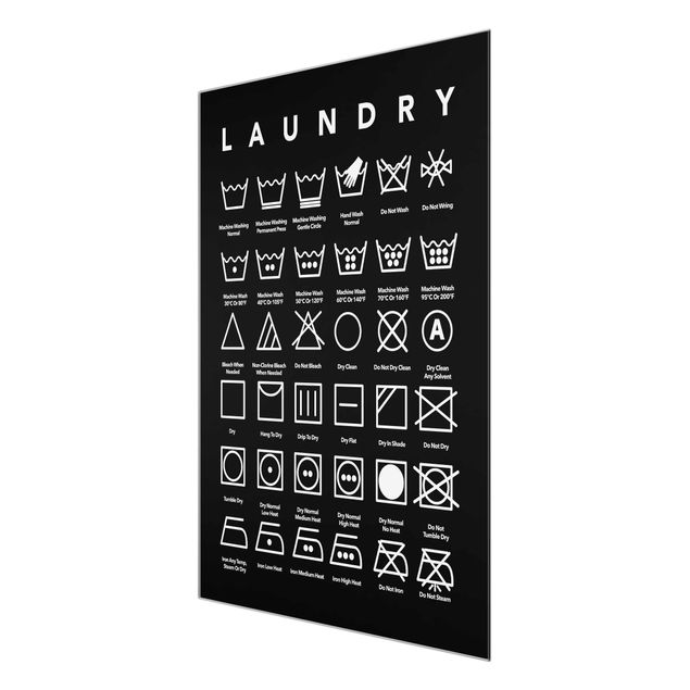 Quadros decorativos Laundry Symbols Black And White