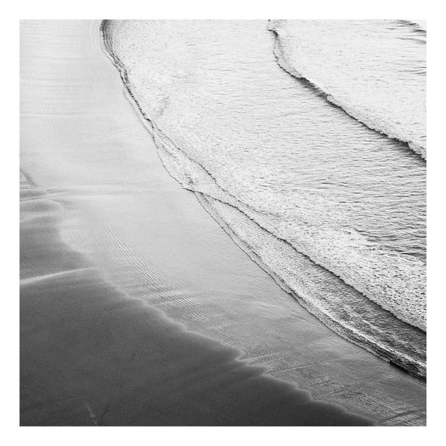 Quadros em vidro praia Soft Waves On The Beach Black And White