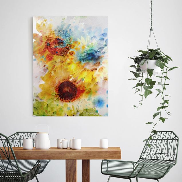 decoraçao para parede de cozinha Watercolour Flowers Sunflowers