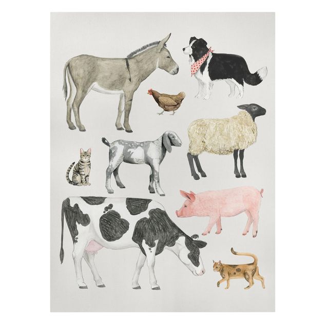 quadros decorativos para sala modernos Farm Animal Family II