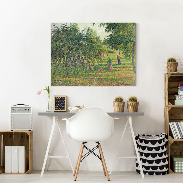 Quadros movimento artístico Impressionismo Camille Pissarro - Apple Trees And Tedders, Eragny