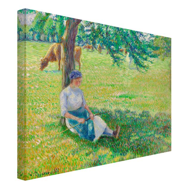 Quadros movimento artístico Pontilhismo Camille Pissarro - Cowgirl, Eragny