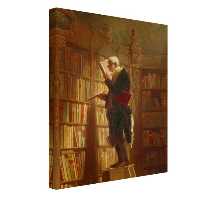 Telas decorativas réplicas de quadros famosos Carl Spitzweg - The Bookworm (Detail)