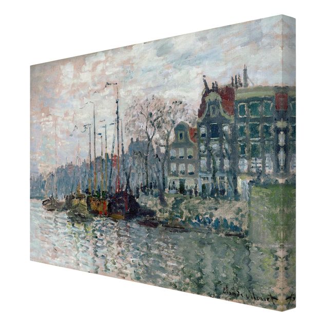 Telas decorativas réplicas de quadros famosos Claude Monet - View Of The Prins Hendrikkade And The Kromme Waal In Amsterdam