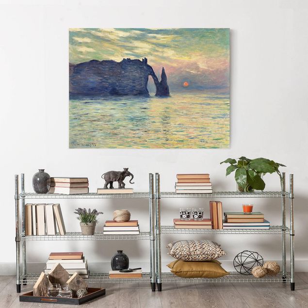 Quadros movimento artístico Impressionismo Claude Monet - The Cliff, Étretat, Sunset