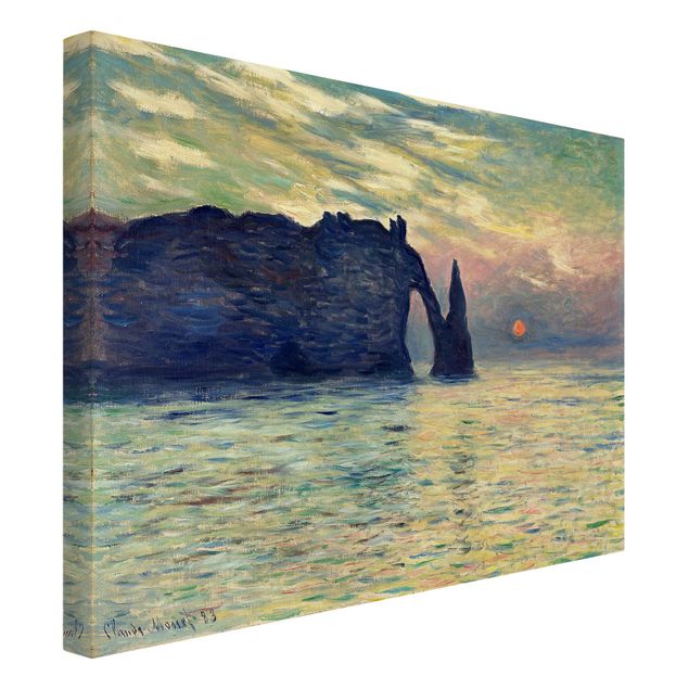 Telas decorativas pôr-do-sol Claude Monet - The Cliff, Étretat, Sunset