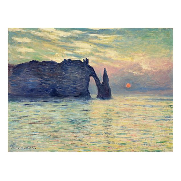 Telas decorativas mar Claude Monet - The Cliff, Étretat, Sunset