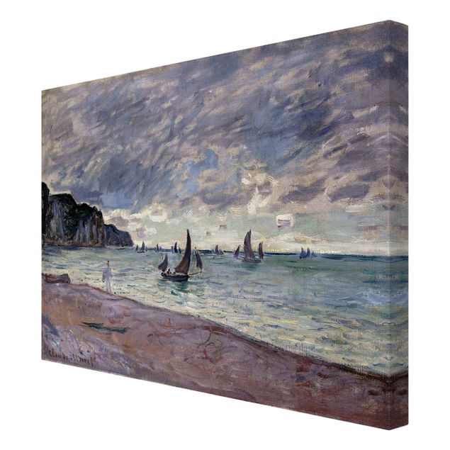 Quadros praia Claude Monet - Fishing Boats In Front Of The Beach And Cliffs Of Pourville