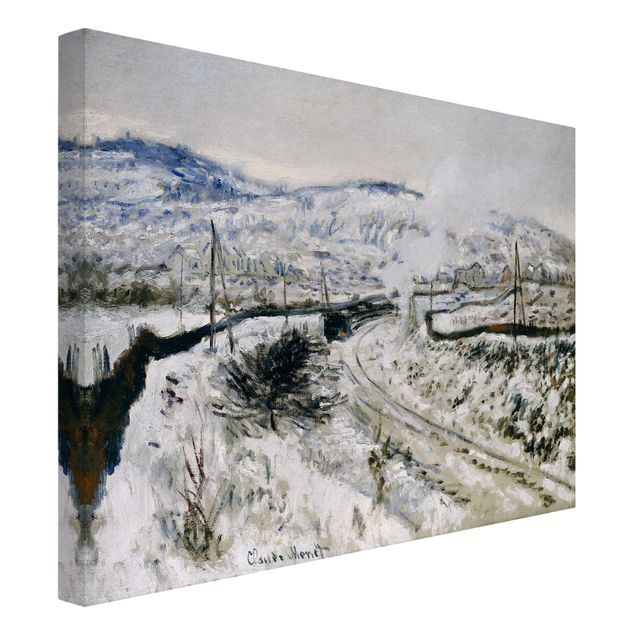 Telas decorativas montanhas Claude Monet - Train In The Snow At Argenteuil