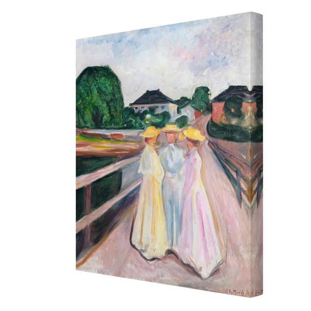 Telas decorativas réplicas de quadros famosos Edvard Munch - Three Girls on the Bridge