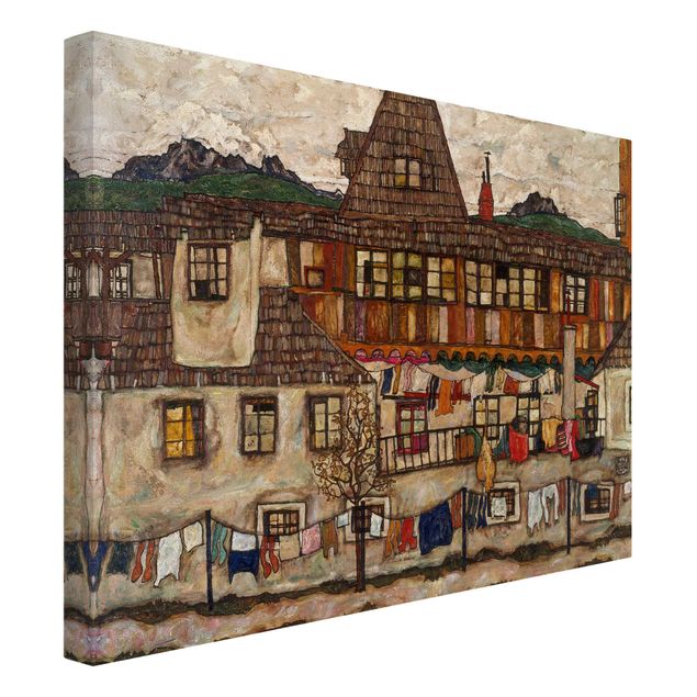 Telas decorativas réplicas de quadros famosos Egon Schiele - House With Drying Laundry