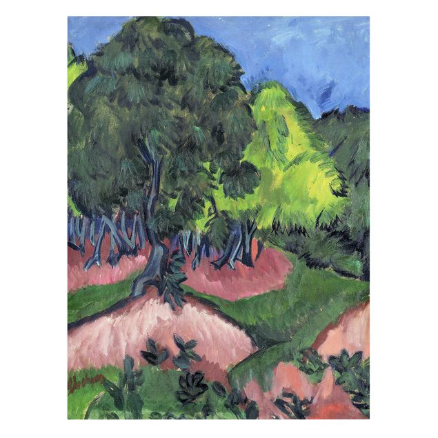Telas decorativas réplicas de quadros famosos Ernst Ludwig Kirchner - Landscape with Chestnut Tree