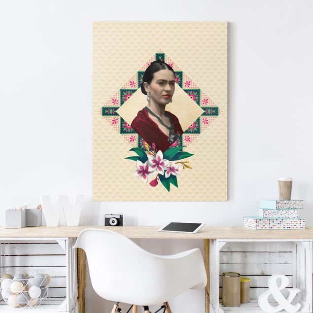 Telas decorativas flores Frida Kahlo - Flowers And Geometry
