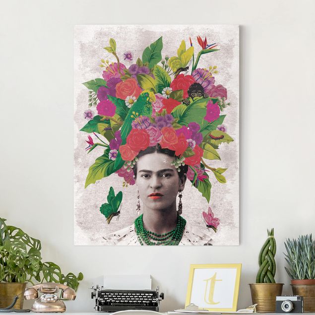 decoraçao para parede de cozinha Frida Kahlo - Flower Portrait