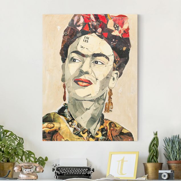 Telas decorativas réplicas de quadros famosos Frida Kahlo - Collage No.2