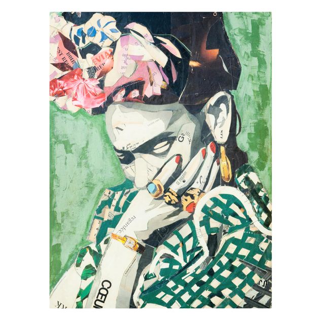 Quadros verdes Frida Kahlo - Collage No.3