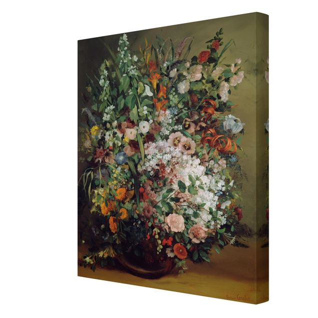 Telas decorativas flores Gustave Courbet - Bouquet of Flowers in a Vase