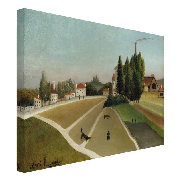 Telas decorativas réplicas de quadros famosos Henri Rousseau - Landscape With Factory