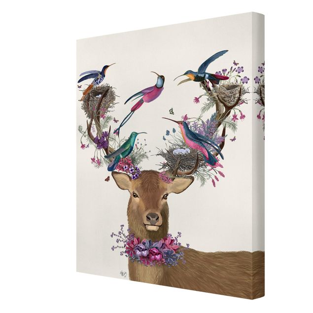 quadro animal Stag With Pigeons