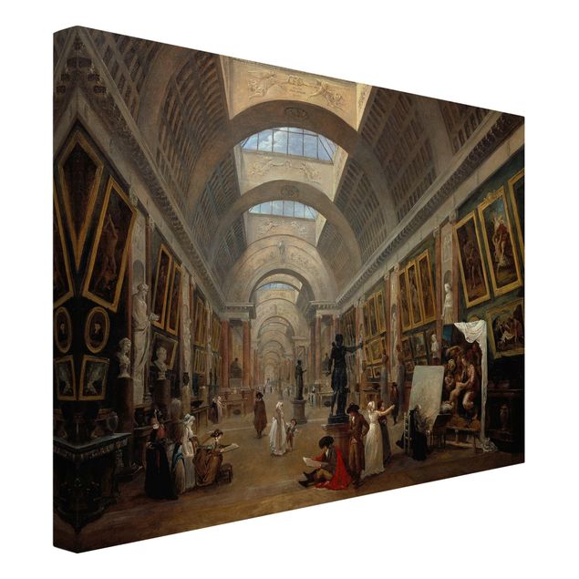 Telas decorativas réplicas de quadros famosos Hubert Robert - The Equipment Project For The Large Gallery Of The Louvre