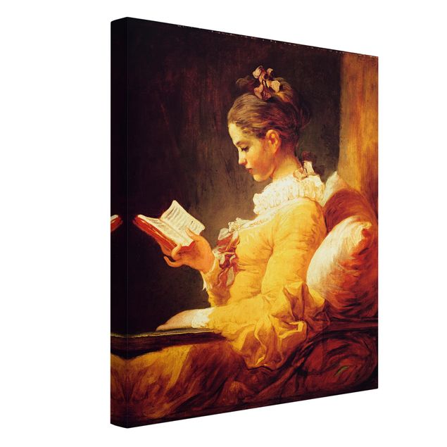 Telas decorativas réplicas de quadros famosos Jean Honoré Fragonard - Young Girl Reading