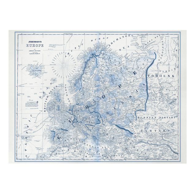 quadro azul Map In Blue Tones - Europe