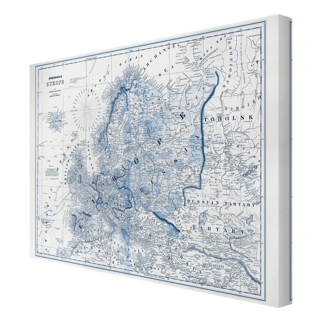 Quadros decorativos Map In Blue Tones - Europe