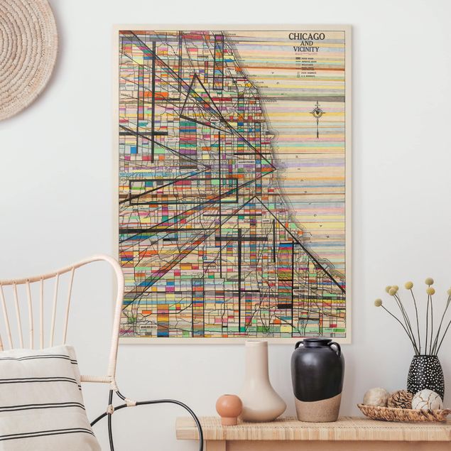 Telas decorativas mapas Modern Map Of Chicago