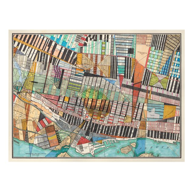 Quadros multicoloridos Modern Map Of Montreal