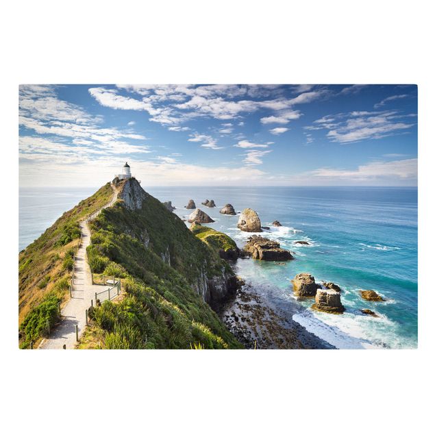 Quadros paisagens Nugget Point Lighthouse And Sea New Zealand