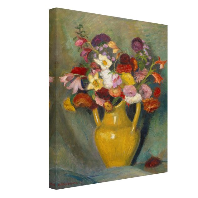 Telas decorativas flores Otto Modersohn - Colourful Bouquet in Yellow Clay Jug
