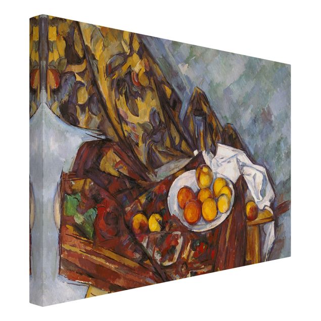 Quadros por movimento artístico Paul Cézanne - Still Life, Flower Curtain, And Fruits