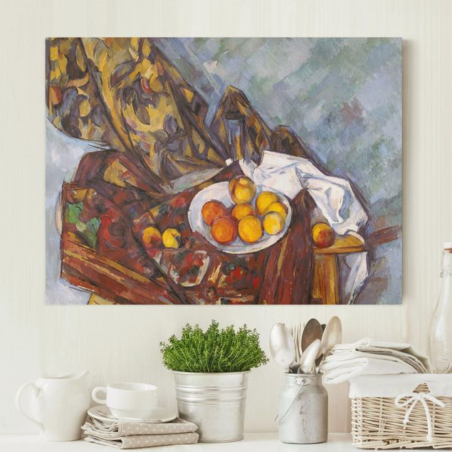 decoraçao cozinha Paul Cézanne - Still Life, Flower Curtain, And Fruits