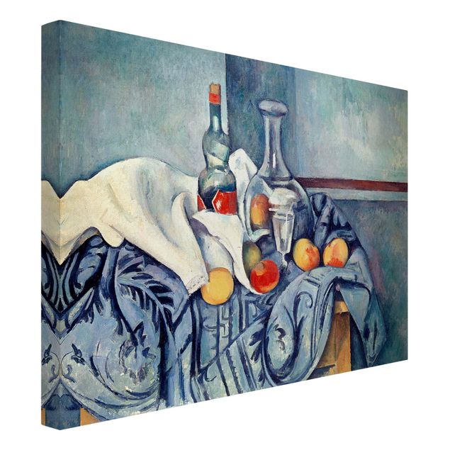 Quadros movimento artístico Pós-impressionismo Paul Cézanne - Still Life With Peaches And Bottles