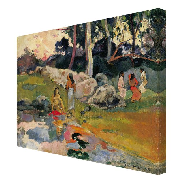 Telas decorativas paisagens Paul Gauguin - Women At The Banks Of River