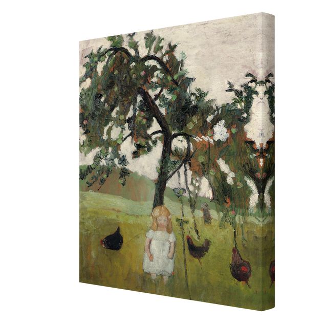 quadros decorativos para sala modernos Paula Modersohn-Becker - Elsbeth with Chickens under Apple Tree
