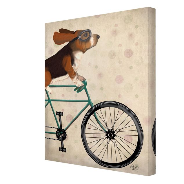 Telas decorativas animais Cycling - Basset On Bike