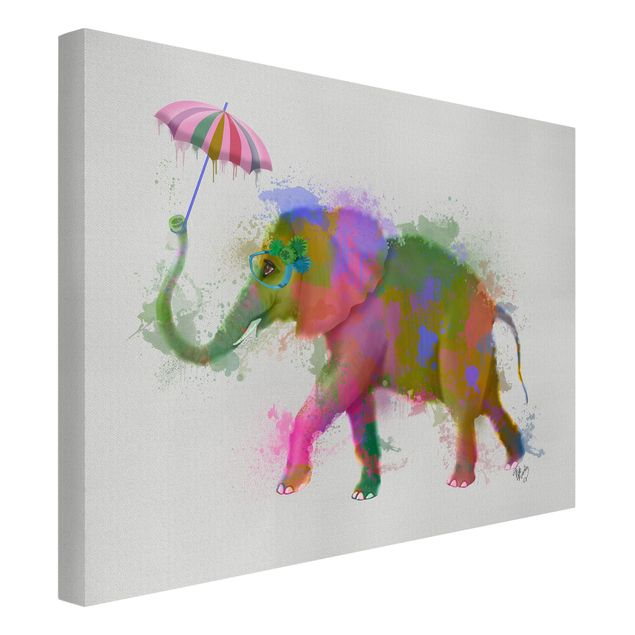 Telas decorativas animais Rainbow Splash Elephant
