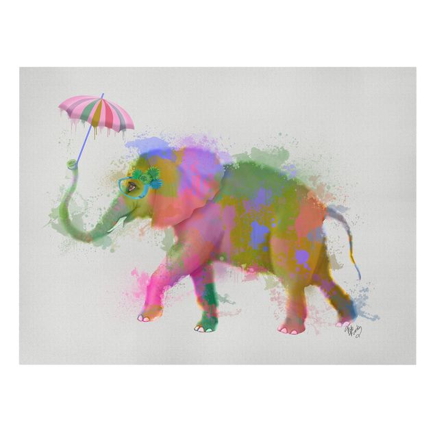 quadros decorativos para sala modernos Rainbow Splash Elephant
