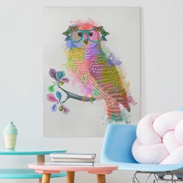 Telas decorativas animais Rainbow Splash Owl