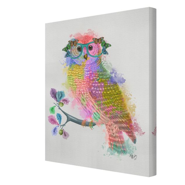 quadros em tela Rainbow Splash Owl